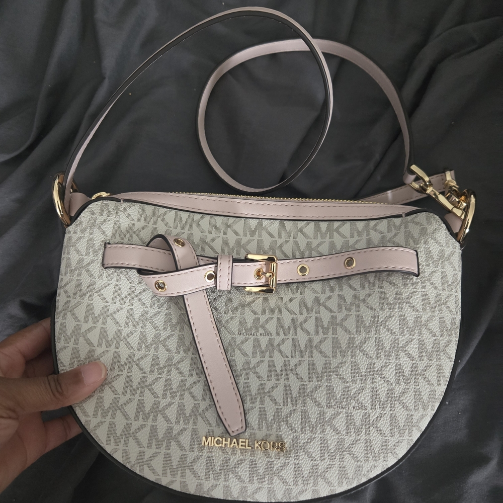 Michael Kors Beige and Light Pink Crossbody Bag